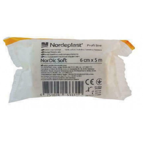 Nordeplast НорДик Софт бинт хлопчатобумажный эластичный, 6 см x 5 м