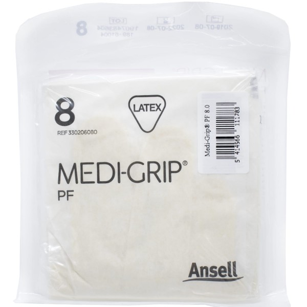 Ansell Medi-Grip PF перчатки хирургические латексные неприпудренные стерильные размер 8
