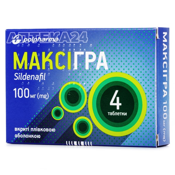 Максигра таблетки для потенции по 100 мг, 4 шт.