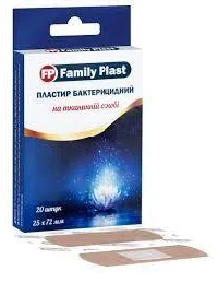 FP Family Plast лейкопластырь бактерицидный на тканевой основе, 25 мм х 72 мм, 20 шт.