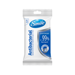 Влажные салфетки Smile Antibacterial (Смайл антибактериальные) с Д-патненолом, 15 шт.
