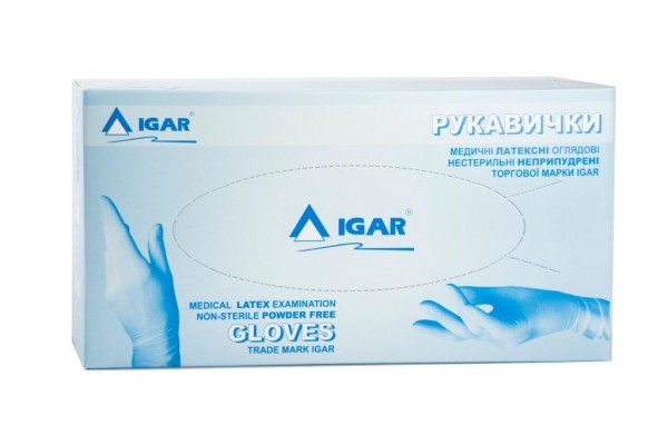 Перчатки смотровые латексные нестерильные неприпудренные IGAR (Игар) размер L (8-9) 