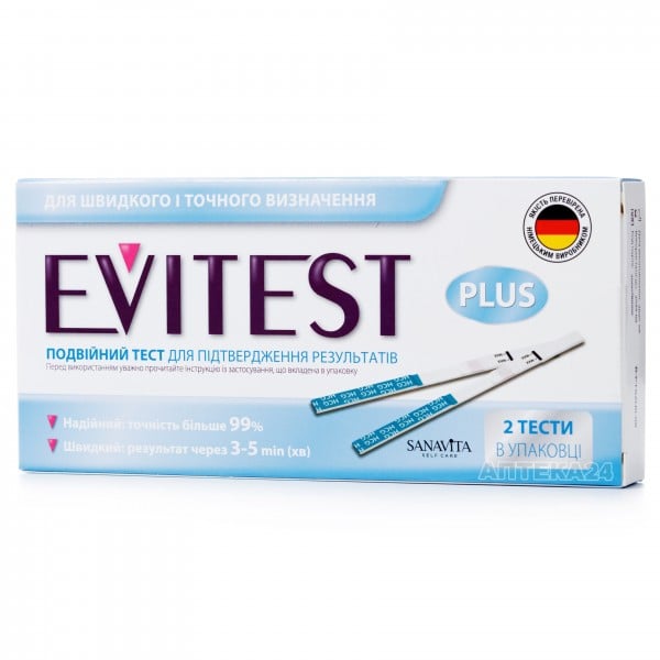 Тест на беременность Evitest Plus полоска, 2 шт.