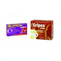 Грипекс ХотАктив порошок для орального раствора 4г саше N10 + Ибупром Макс 400мг N12 таблетки