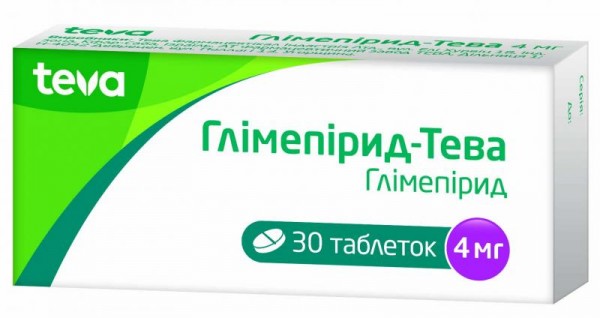 Глимепирид Тева таблетки по 4 мг, 30 шт.