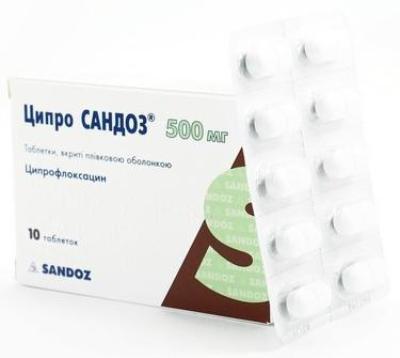 Таблетки Ципро Сандоз 500мг N10