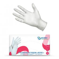 Перчатки смотровые латексные нестерильные припудренные "Волес", размер S