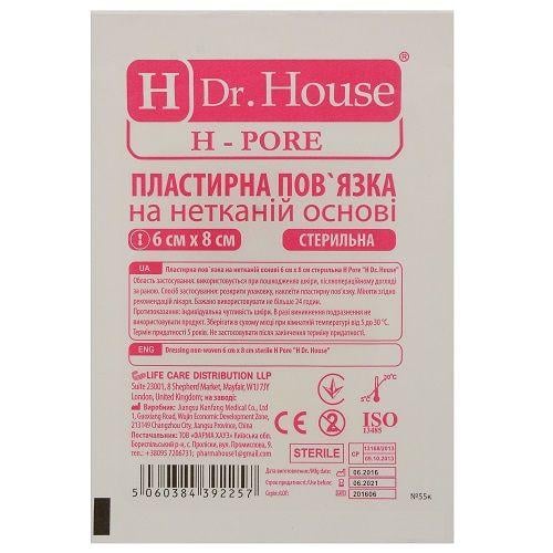 Повязка пластырная H Dr.House 6х8см нетканевая основа стерильная H Pore