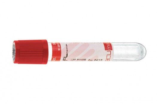 Пробирка вакуумная Vacumed 13х75 мл стерильная, с активатором свертывания №100 (4 мл, красная)