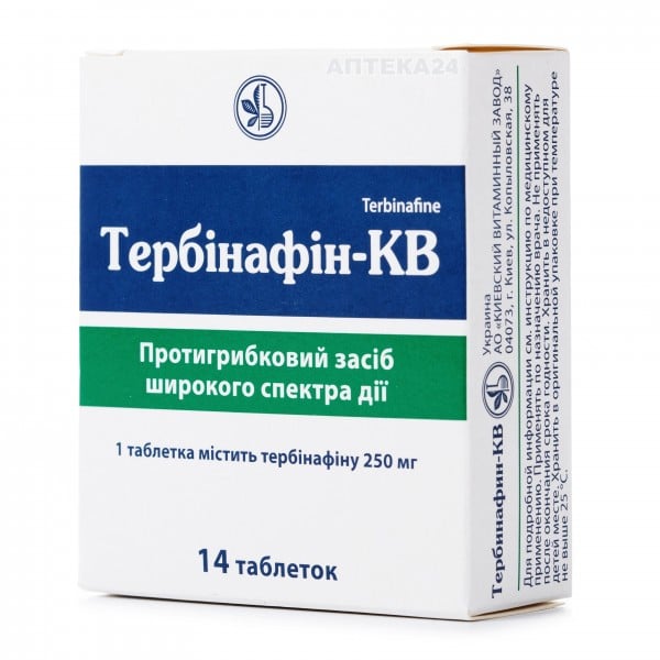 Тербинафин-КВ таблетки противогрибковые 250 мг №14 