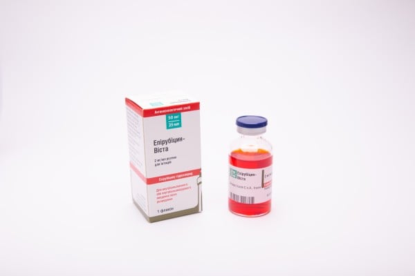 Эпирубицин-Виста раствор для инъекций по 2 мг/мл, 25 мл