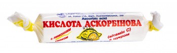 Аскорбиновая кислота таблетки со вкусом лимона по 25 мг, 10 шт.