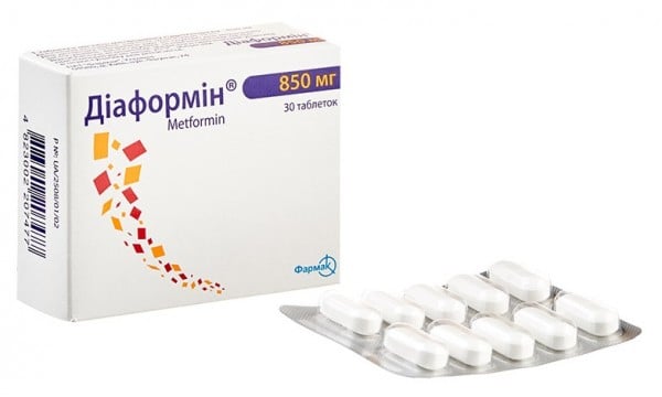 Диаформин таблетки по 850 мг, 30 шт.