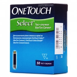 One Touch Select тест-полоски для измерения уровня глюкозы в крови, 50 шт.