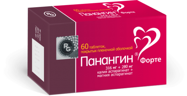 Панангин Форте таблетки по 280 мг/316 мг, 60 шт.