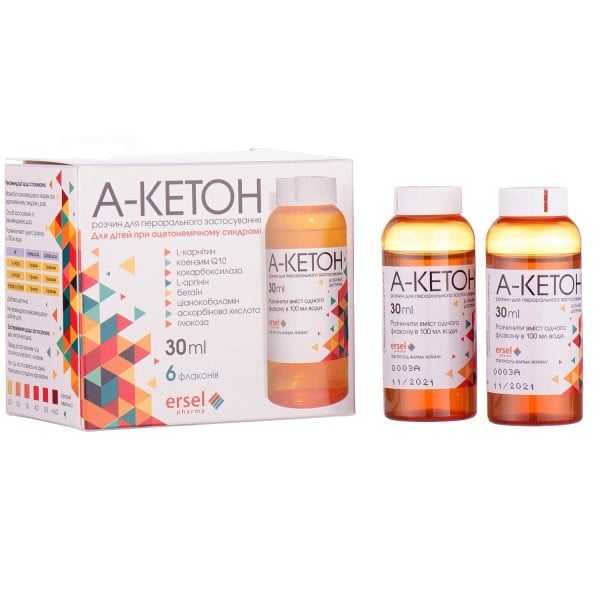 А-Кетон раствор для перорального применения при ацетономическом синдроме, 30 мл во флаконах, 6 шт.