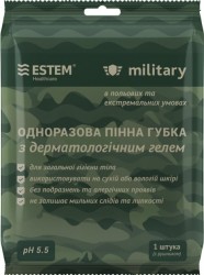 Military Estem одноразовая пенная губка с дерматологическим гелем, 1 шт.