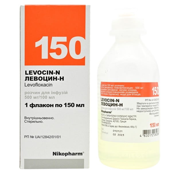 Левоцин-Н раствор для инфузий по 500 мг/100 мл, 150 мл
