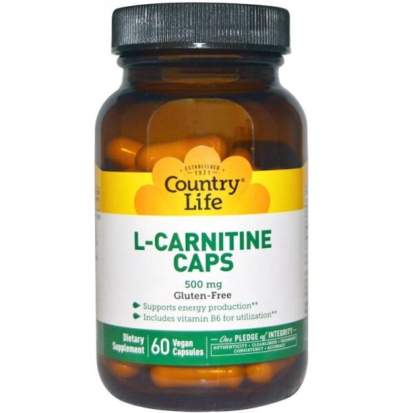 L-карнитин растительные жиросжигающие капсулы по 500 мг, 60 шт. - Country Life