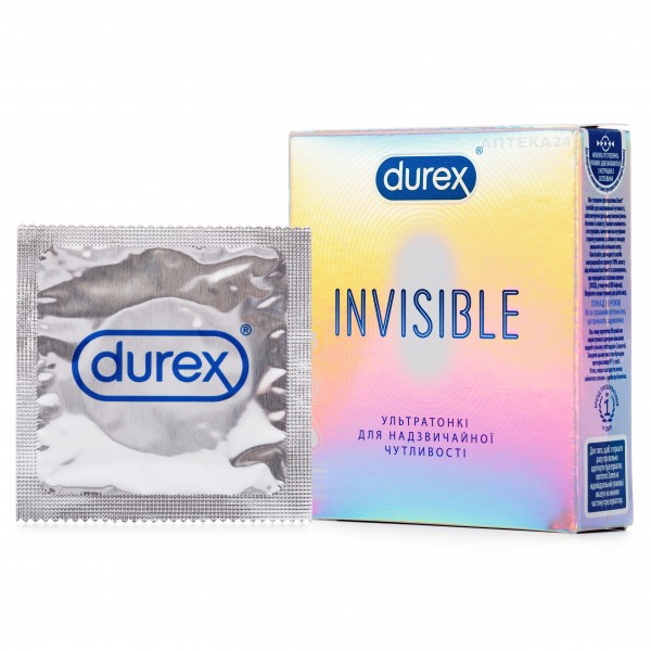 Презервативы Durex (Дюрекс) Invisible ультратонкие для максимальной чувствительности, 3 шт.