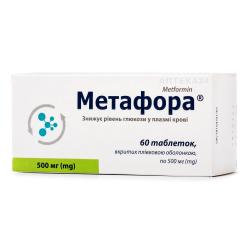 Метафора таблетки при сахарном диабете по 500 мг, 60 шт.
