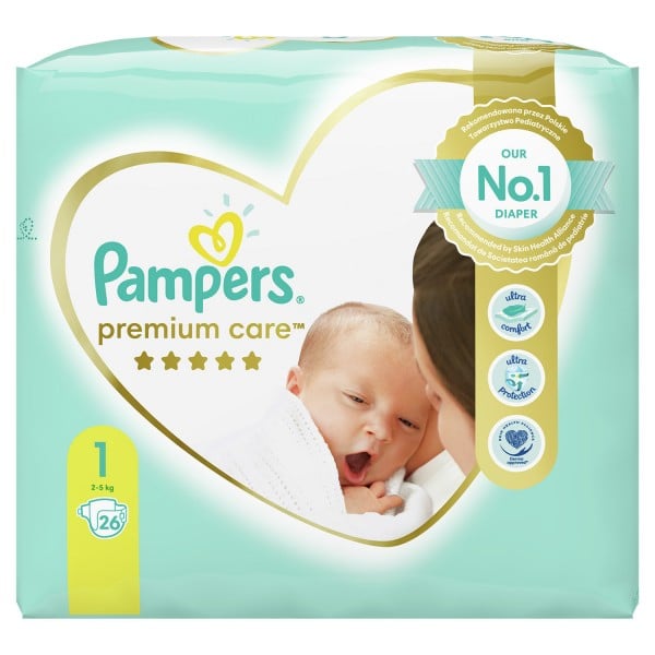 PAMPERS Premium Care Newborn детские подгузники (2-5 кг), 26 шт.