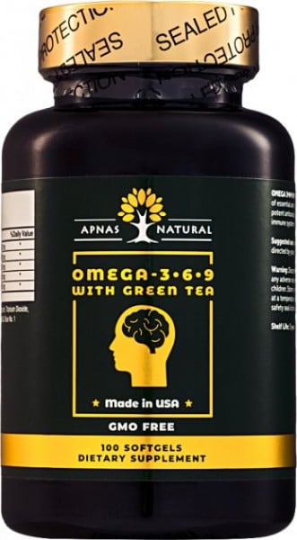 Омега 3-6-9  Apnas Natural с зеленым чаем, капсулы, 100 шт.