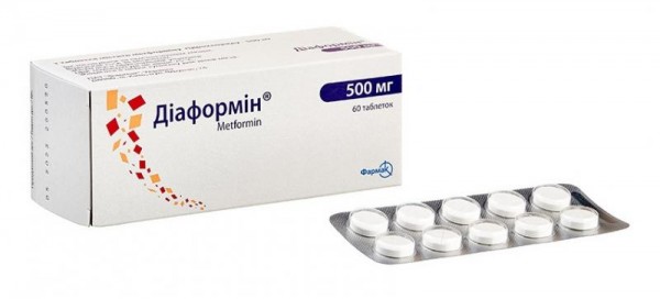 Диаформин таблетки по 500 мг, 60 шт.