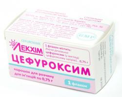 Цефуроксим порошок для приготовления раствор 0.75 мл