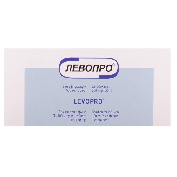 Левопро раствор для инфузий во флаконе по 500 мг/100 мл, 100 мл